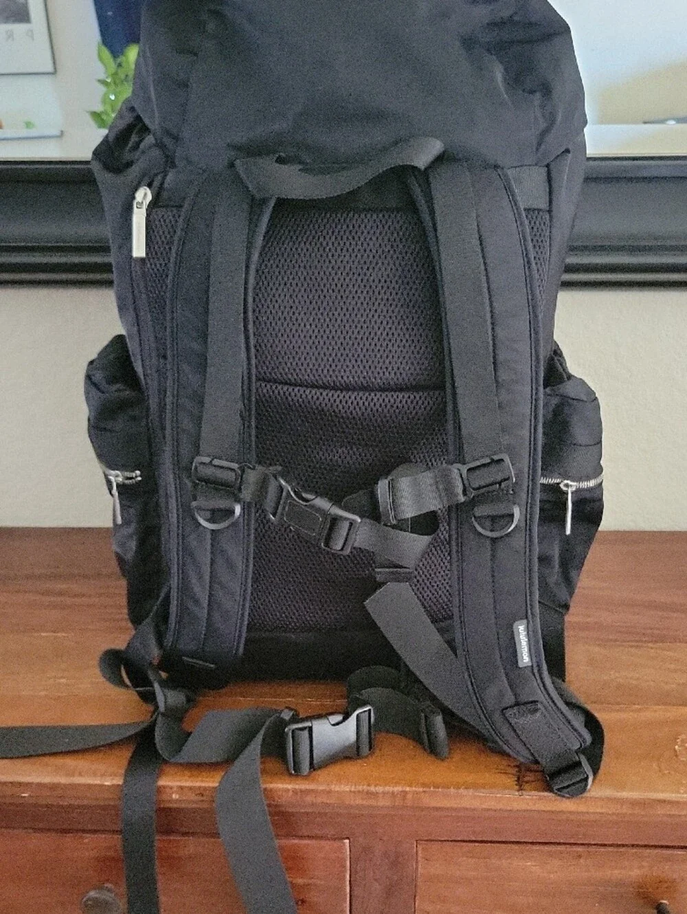Wunderlust Lululemon Athletica Black Roll-Top Backpack  With Silver Buckles